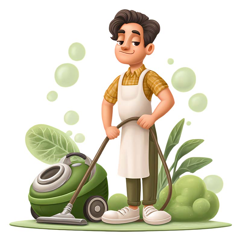 دانلود طرح مرد کارتونی با جاروبرقی