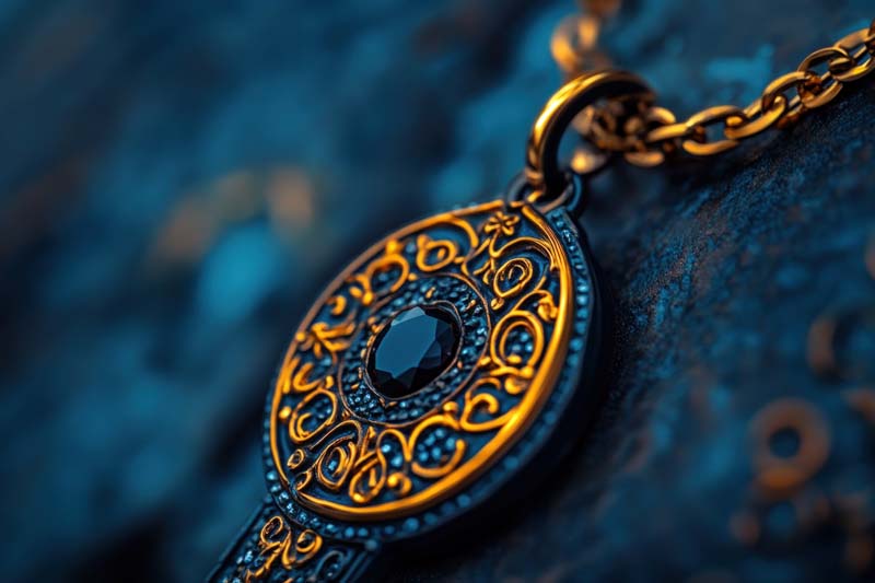 عکس گردنبند با نگین مشکی