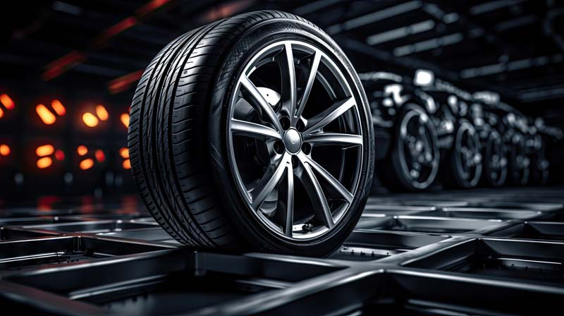 عکس با کیفیت از تایر در جایگاه مخصوص