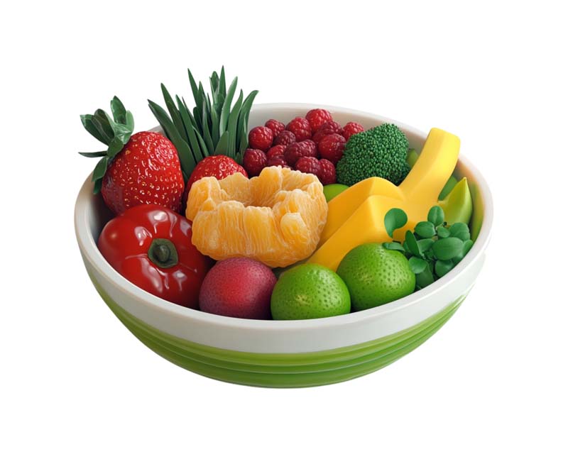 دانلود طرح گرافیکی از ظرف میوه و سبزیجات