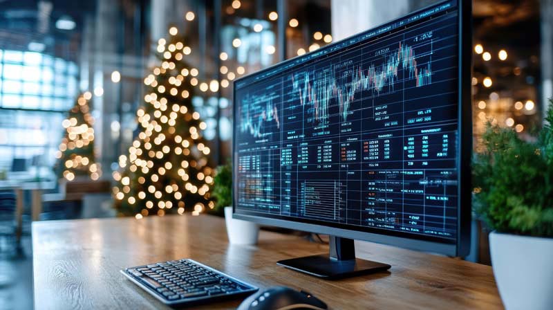 عکس زیبا از مانیتور و کیبورد روی میز