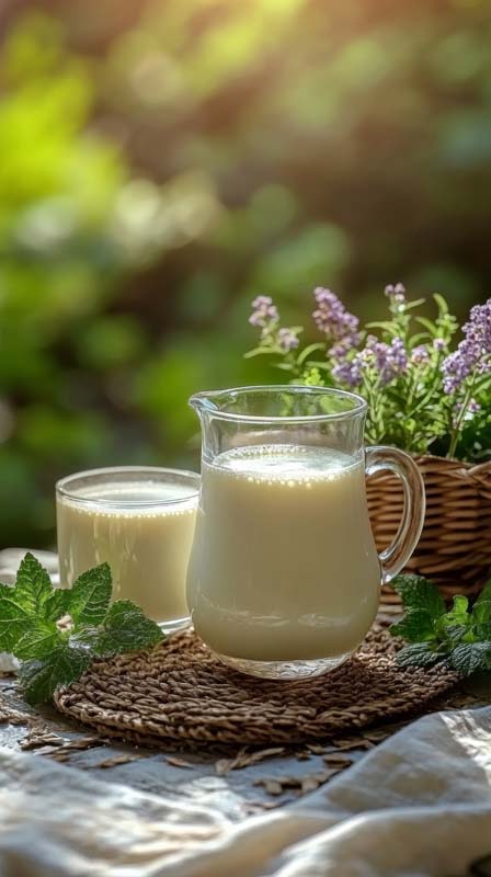عکس لارج فرمت از پارچ دوغ کنار گل 