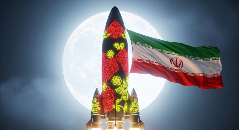 تصویر موشک ایرانی با پس زمینه ماه کامل