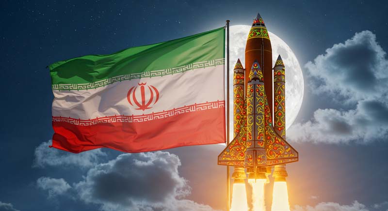 تصویر موشک ایرانی با پس زمینه ماه