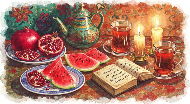 دانلود تصویر گرافیکی سفره یلدا زیبا