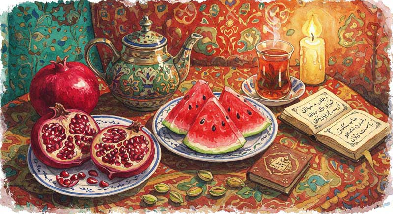 دانلود تصویر گرافیکی سفره یلدا قدیمی