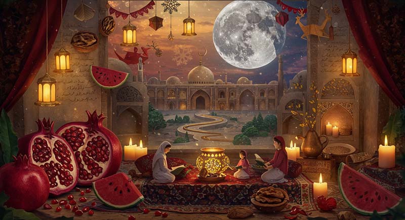 دانلود تصویر گرافیکی جشن یلدا کارتونی