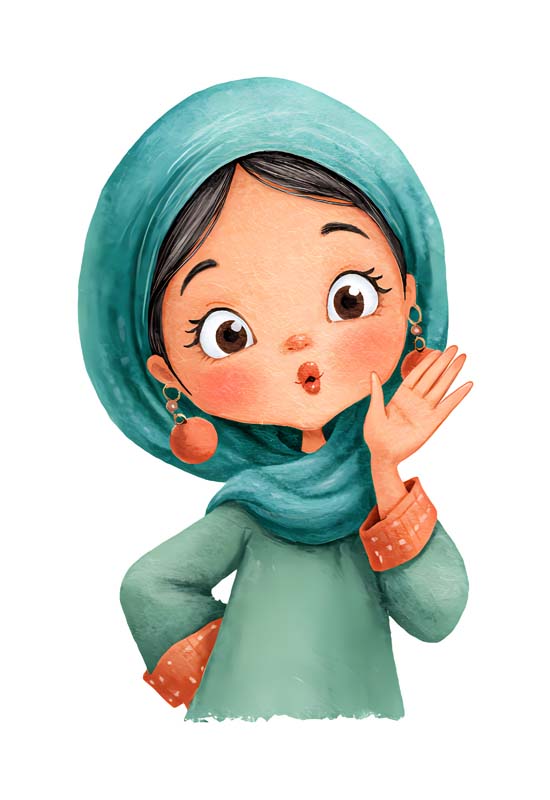 دانلود طرح زیبای گرافیکی خانم محجبه سبز پوش