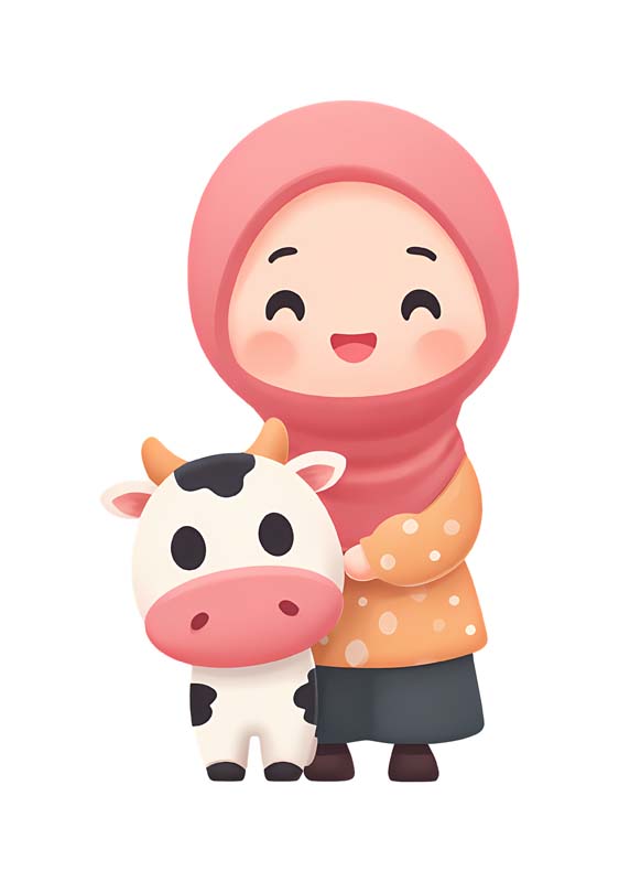 دانلود طرح زیبای گرافیکی دختر و گاو کارتونی