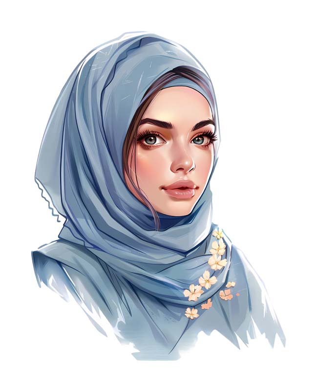 دانلود طرح زیبای گرافیکی دختر با شال آبی