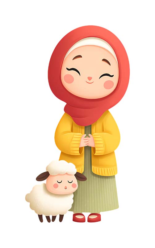 دانلود طرح زیبای گرافیکی دختر و گوسفند کارتونی