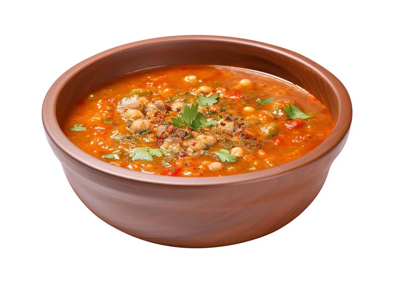 طرح دوربری شده سوپ در کاسه سفالی