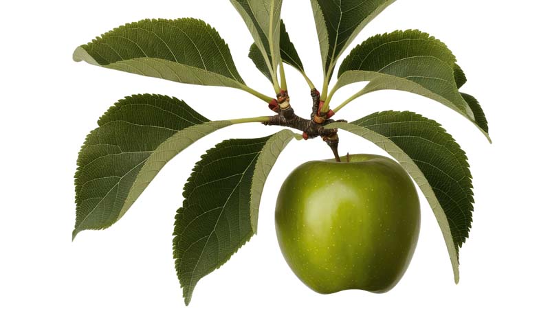 طرح دوربری شده سیب سبز روی شاخه