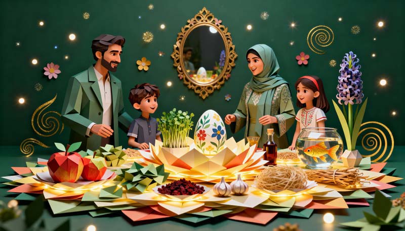 دانلود تصویر گرافیکی سفره هفت سین خانواده