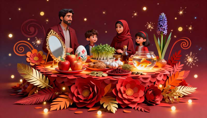 دانلود تصویر گرافیکی سفره هفت سین قرمز