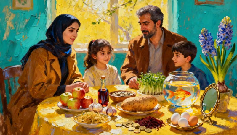 دانلود تصویر گرافیکی سفره هفت سین قدیمی