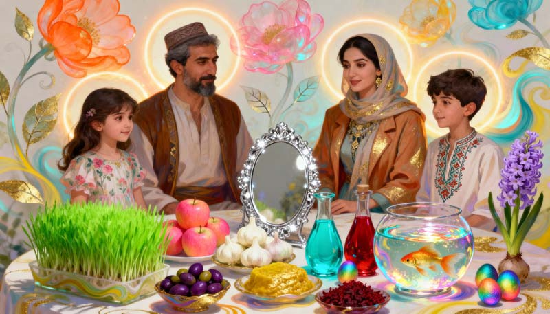 دانلود تصویر گرافیکی سفره هفت سین سنتی خانوادگی