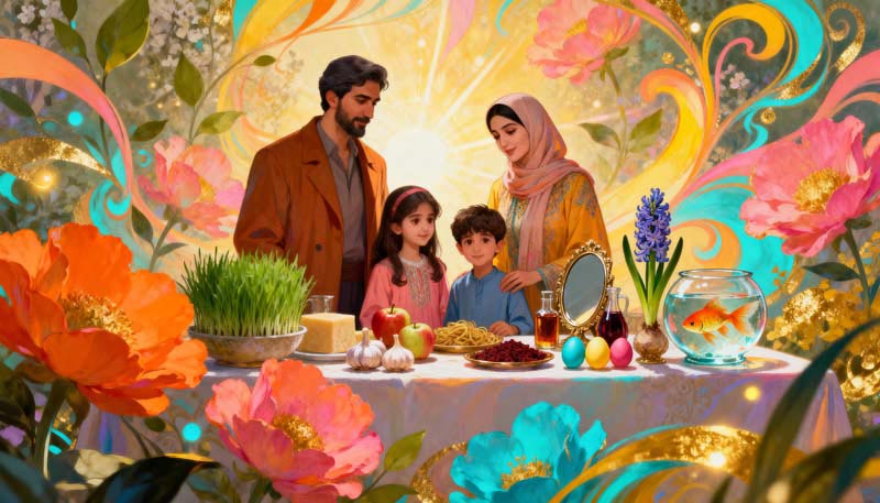 دانلود تصویر گرافیکی سفره هفت سین افسانه ای
