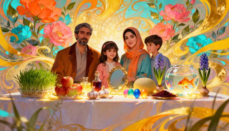 دانلود تصویر گرافیکی سفره عید نوروز سنتی