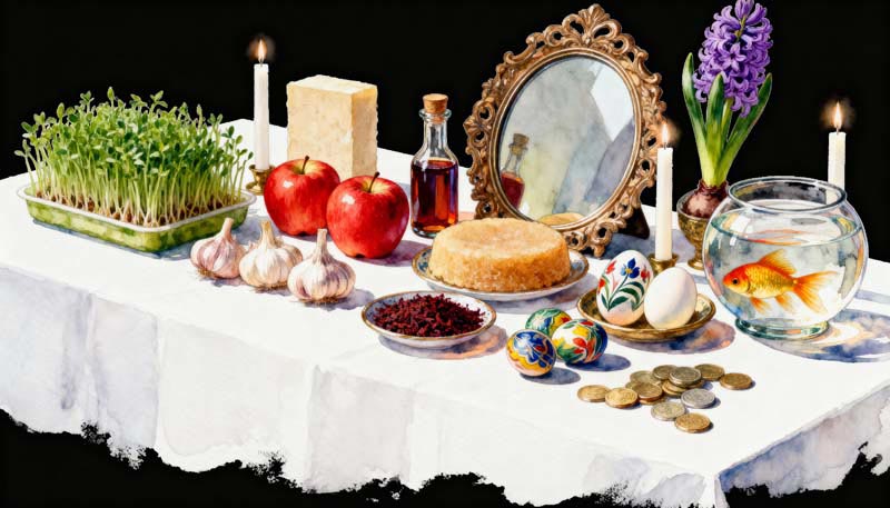 دانلود عکس گرافیکی سفره سال نو ساده