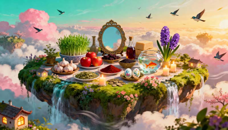 عکس گرافیکی سفره تحویل سال نو نقاشی