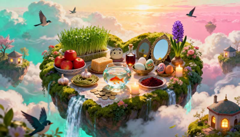 عکس گرافیکی سفره هفت سین زیبا