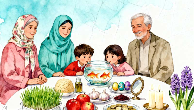 عکس گرافیکی سفره هفت سین خانواده