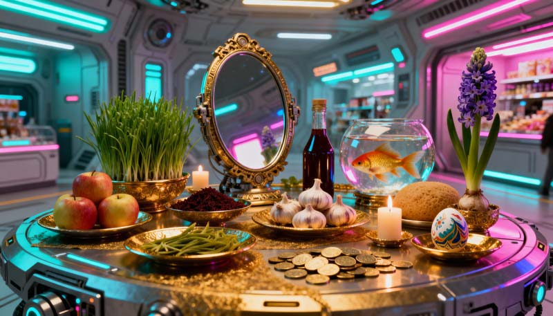 عکس گرافیکی سفره هفت سین سال نو لوکس