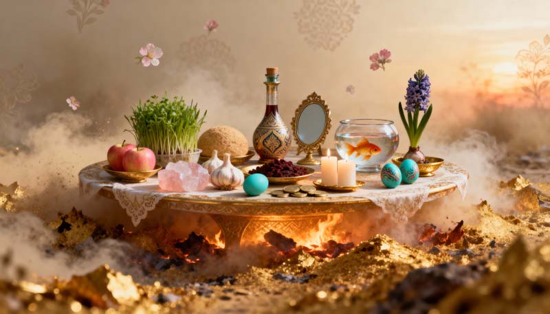 عکس گرافیکی سفره هفت سین سال نو فانتزی