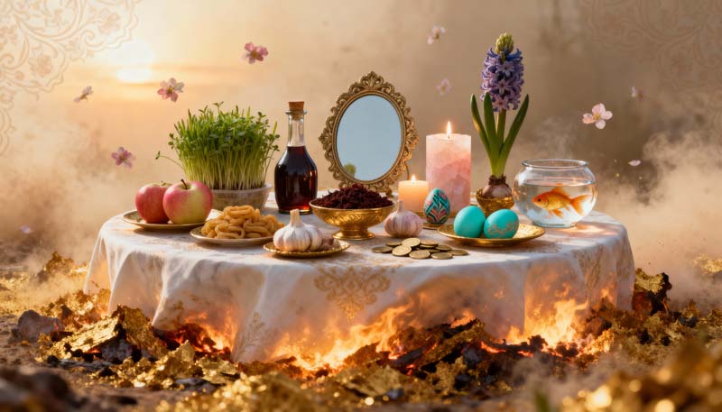 عکس گرافیکی سفره هفت سین سال نو سنتی