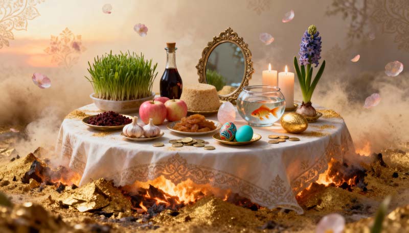 عکس گرافیکی سفره هفت سین سال نو آتشین