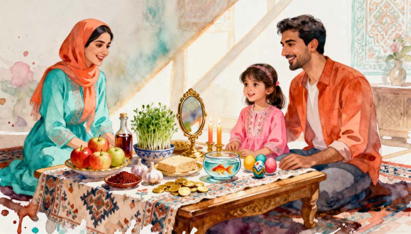 عکس سفره هفت سین سال نو سه نفره