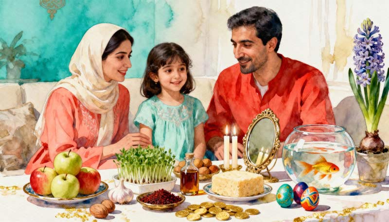 دانلود عکس سفره هفت سین سال نو سه نفره