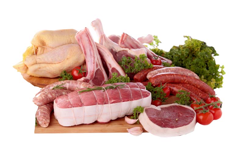 طرح دوربری شده از انواع گوشت خام