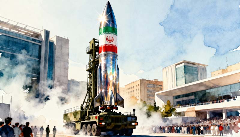 دانلود عکس گرافیکی موشک ایران وسط خیابان