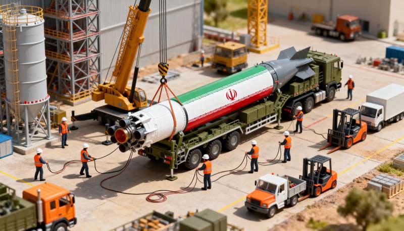 دانلود تصویر موشک بالستیک در حال آماده شدن