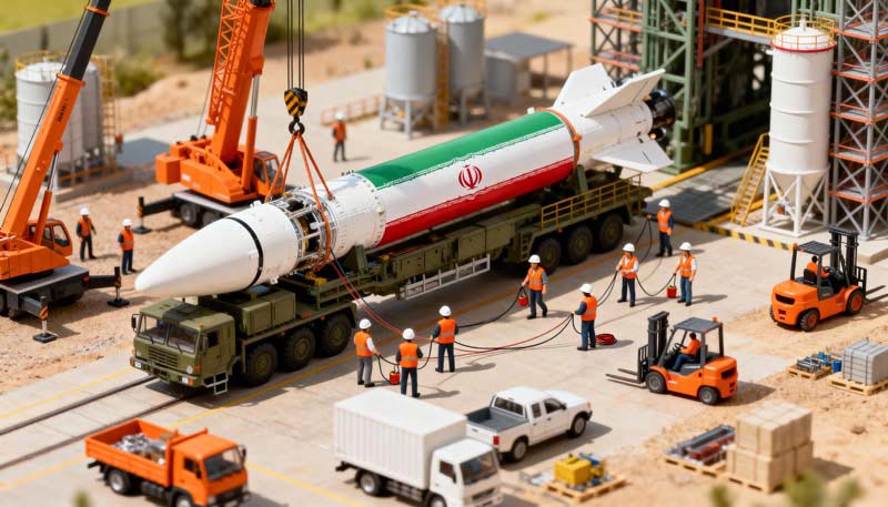 دانلود تصویر موشک ایرانی در حال آماده شدن