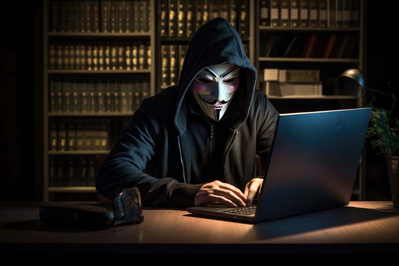 دانلود تصویر با کیفیت هکر جهانی ناشناس پشت میز