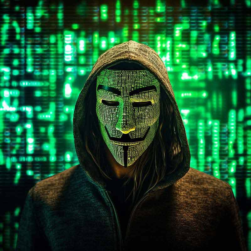 دانلود تصویر با کیفیت هکر جهانی ناشناس با کدهای سبز