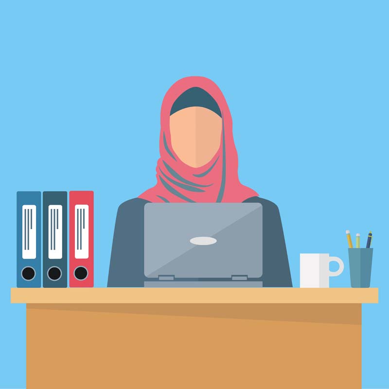 دانلود وکتور مفهومی خانم کارمند محجبه