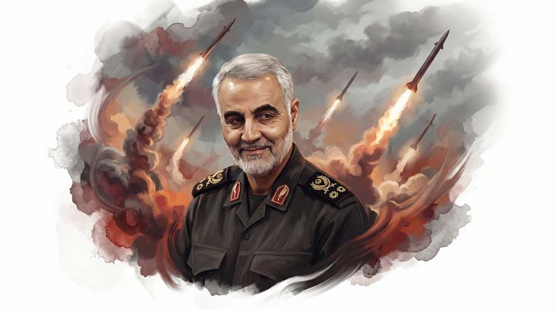 دانلود تصویر باکیفیت سردار سلیمانی و موشک های جنگی