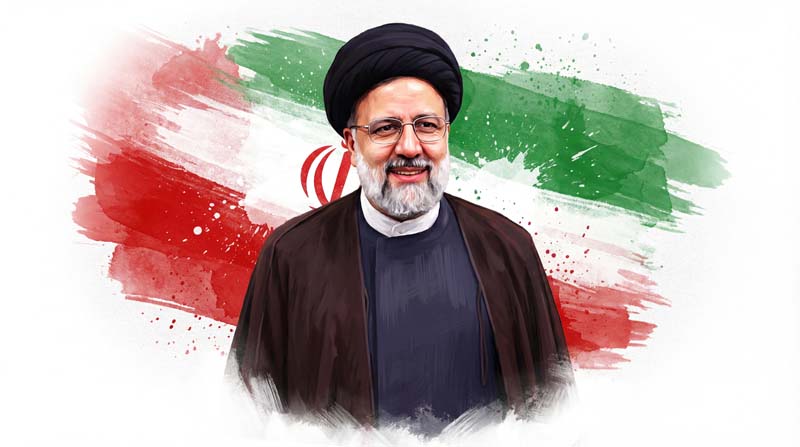 تصویر شهید جمهور رئیسی و پرچم ایران