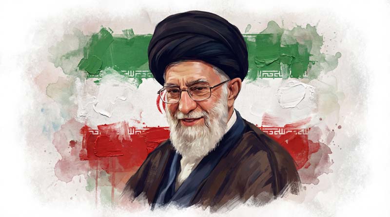 تصویر آیت الله خامنه ای با پرچم ایران