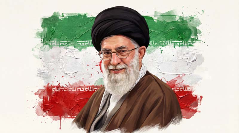 تصویر امام خامنه ای و پرچم ایران