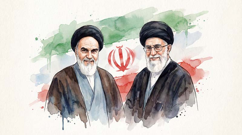 تصویر رهبران جمهوری اسلامی با پرچم ایران