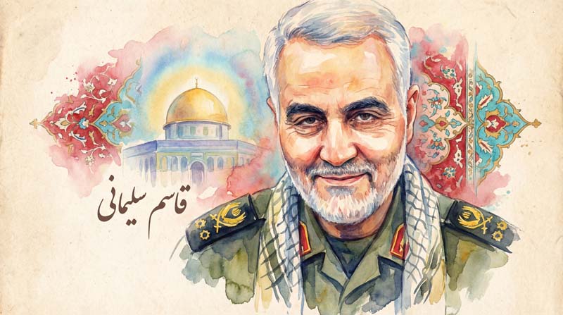 تصویر گرافیکی سردار سلیمانی و بیت المقدس