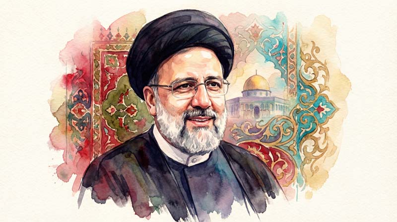 تصویر نقاشی شهید رئیسی و بیت المقدس