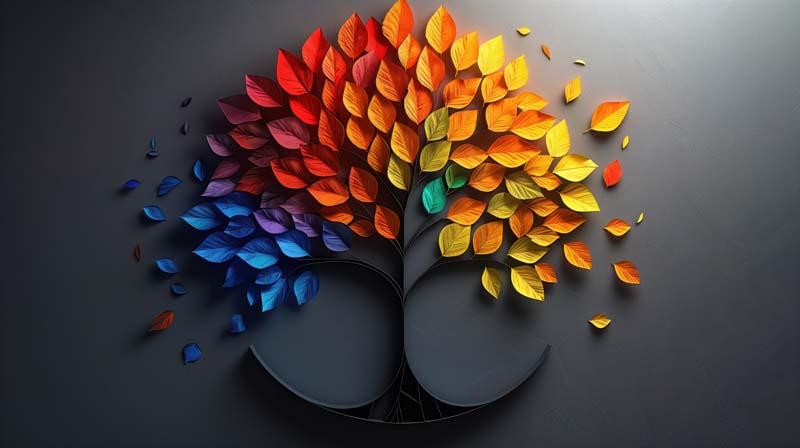 تصویر هنری درخت پاییزی