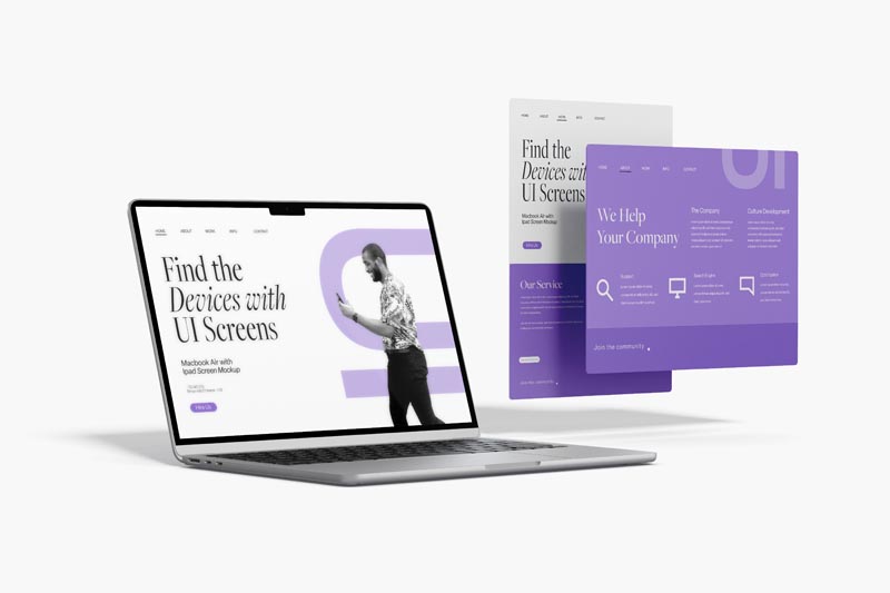 طرح موکاپ لایه باز صفحات وب و لپ تاپ