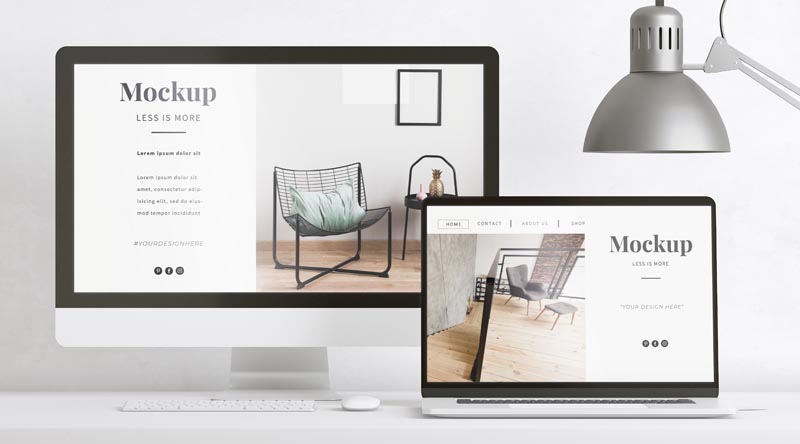 طرح موکاپ لایه باز لپ تاپ و کامپیوتر